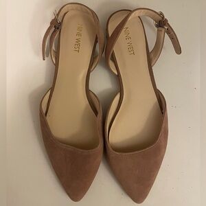 Nine West Taupe/Tan Suede Slingback Flats